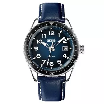 Часы с синим кожаным ремешком, большим циферблатом, простые наручные часы, водонепроницаемые, брендовые, аналоговые, деловые, стильные, повседневные, светящиеся, арабские цифры, часы с датой, роскошный подарок