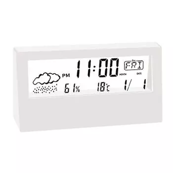 Часы с термогигрометром, креативный дисплей погоды, электронный будильник, настольный декор для гостиной, спальни белый