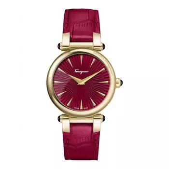 Часы Salvatore Ferragamo Idillio с ремешком бордовые золотисто-красные