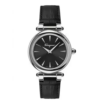 Часы Salvatore Ferragamo Idillio с ремешком, черный, нержавеющая сталь, черный