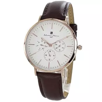 Часы Salvatore Marra Watch Кожаные часы Аналоговые Дата Календарь Выбор Серии SM22102 Часы x [Salvatore Marra] Мужские Женские [] (Белый коричневый)