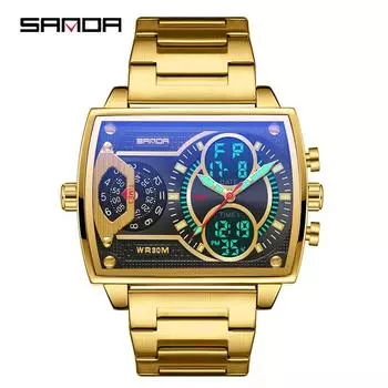 Часы SANDA Модные деловые электронные часы Trend Cool Электронные часы серебряный
