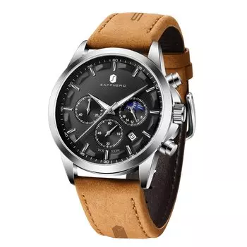 Часы SAPPHERO с кварцевым механизмом, аналоговые часы, водонепроницаемые, 100 м, повседневные, спортивные, дизайнерские, элегантные, подарок для мужчин, мужские, мужские