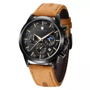 Часы SAPPHERO с кварцевым механизмом, аналоговые часы, водонепроницаемые, 100 м, повседневные, спортивные, дизайнерские, элегантные, подарок для мужчин, мужские, мужские