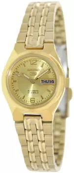 Часы Seiko 5 из нержавеющей стали золотистого тона, корпус и браслет, золотой циферблат, день недели и дата SYMK36K1 [Seiko] [Товар]