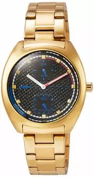 [Часы Seiko] Alba Fusion 90-х годов, ретро-футуристический цвет, черный циферблат, изогнутый, усиленный Hardlex, водонепроницаемый для повседневной жизни (10 АТМ) AFSK401 Золото
