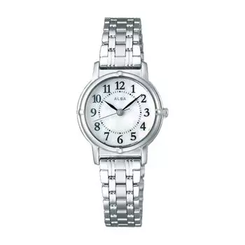 Часы Seiko Alba Женские кварцевые из нержавеющей стали Водонепроницаемые для повседневного использования (5 АТМ) Аналоговые SEIKO ALBA (АЕГК426 (Набирать номер: Белый, Корпус: Серебряный),