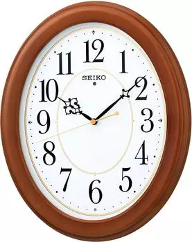 Часы Seiko Часы настенные часы Seiko радиоволновые аналоговые овальные деревянные рамки коричневого дерева KX390B коричневый