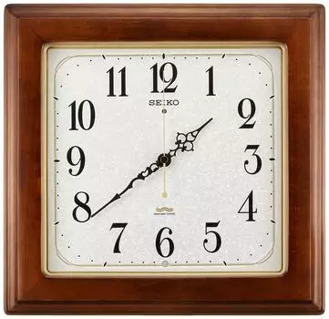 Часы Seiko Часы Радиоволновые Аналоговые Квадратная Деревянная Рамка Коричневая Деревянная База KS298B