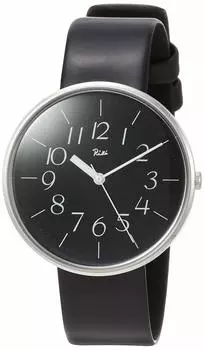 [Часы Seiko] Часы Riki с черным циферблатом и полной арабской вязью, черный ремешок из воловьей кожи, изогнутый, Hardlex AKQK453, женские, розовые