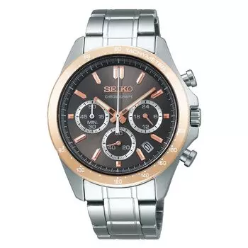 [Часы Seiko] Часы Seiko Selection Quartz Chronograph (3 горизонтальных глаза) SBTR026 Мужской серебряный