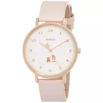 [Часы Seiko] Наручные часы Wired Super Mario Brothers Limited 1200 Pieces Розовый циферблат Розовый ремешок из телячьей кожи AGAK707 Мужские розовые