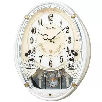 Часы Seiko настенные часы персонаж Дисней Микки Маус Минни Маус радио аналоговые 6 песен мелодия Микки Друзья Дисней время белый жемчуг FW579W &