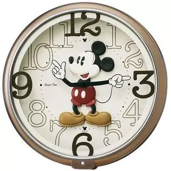 Часы Seiko настенные часы персонаж Disney Микки Маус аналоговые 6 песен мелодия Микки Друзья Disney Time Коричневый металлик FW576B &