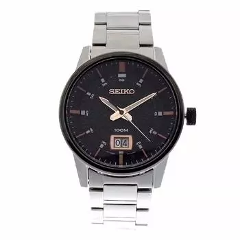 Часы Seiko SEIKO SUR285P1 кварцевые черные серебристые мужские m-sto1 [продукт]