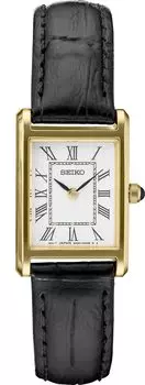 Часы SEIKO Square Design Quartz SWR054 с белым циферблатом и черным кожаным ремешком [Seiko] Женские [Товар]