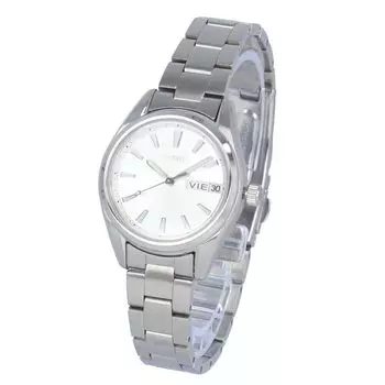 Часы SEIKO водонепроницаемые кварцевые аналоговые с тремя стрелками из нержавеющей стали, металл, серебро SUR349P женские [Товар]