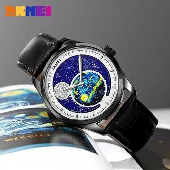 Часы Selection Moment Beauty Watch Art Creative Starry Sky Dial Gypsy Мужские кварцевые часы Водонепроницаемые часы серебряный