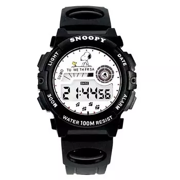 Часы Snoopy 100M Водонепроницаемость 10 ATM Товары Черный x Черный Сигнализация Цифровой Море Река