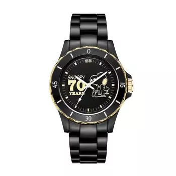 Часы Snoopy Diamond Watch белого цвета унисекс 70th Anniversary Limited to 2000 Hybrid Ceramic Natural Diamond Adults Wrapping included Black Womens Mens чёрный