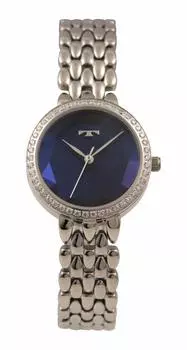 Часы со стразами и граненым стеклом T9900SN Silver [Technos] 3-стрелочные женские