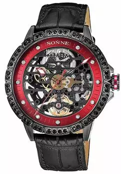 Часы Sonne H023 Красный циферблат Нержавеющая сталь Автоматический завод 5 АТМ Водонепроницаемость 43MM Часы Черные [Sonne] H023BKZ-BK Мужские