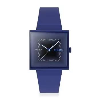 Часы SQUARE BIOCERAMIC SQUARELY BLACKLIGHT SO34N700 Blue [Swatch] синий