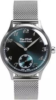 Часы STAC Made in Japan Domestic Watch 36 мм Classic Retro Unisex Blue Green с сетчатым ремешком из нержавеющей стали [The Stack] для мужчин и женщин ST-AR002