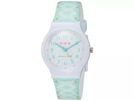 Часы Sun Flame J-Axis VL21-GR для девочек, мятный цвет, виниловый ремешок, корпус из смолы, аналоговые часы