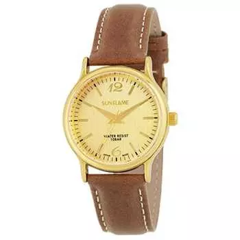Часы Sun Flame Unisex MJG-FA03-BR Round, коричневые, аналоговые