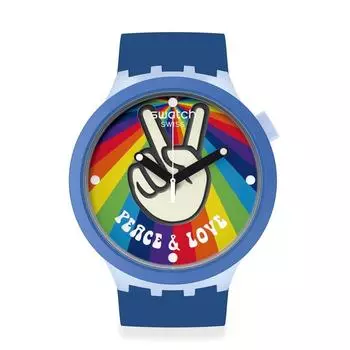 Часы Swatch PEACE HAND LOVE BIG BOLD SB03N105 Blue [Swatch] синий