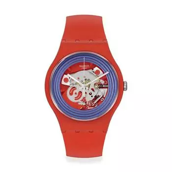 Часы Swatch СИНИЕ КОЛЬЦА КРАСНЫЕ Новые Gent SO29R103 Красные [Swatch] красный
