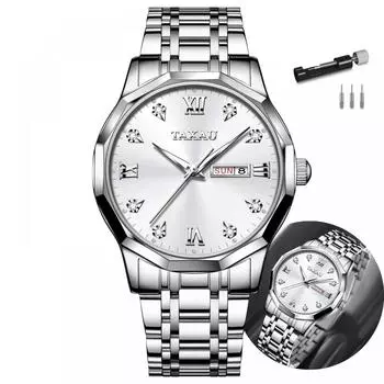Часы Taxau для мужчин Часы мужские популярные водонепроницаемые наручные часы стильные мужские деловые часы календарь белые