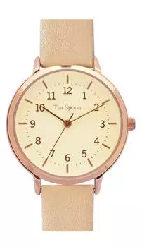 Часы Tea Spoon матовый цветной циферблат с защитой от пота BE бежевый [Подписаться] H01020S-1 женские