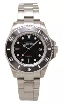 Technos Водонепроницаемые до 10 АТМ Серебряные Часы, Дата, ATM, T9B59SB, Мужские,