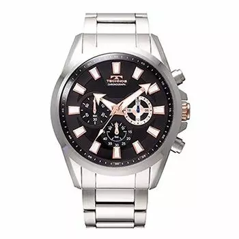 Часы TECHNOS TSM616SB кварцевые черные серебристые [мужские] []