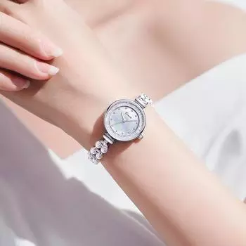 Часы Temperament женские легкие роскошные маленькие браслеты с жемчужинами женские простые маленькие дисковые кварцевые часы водонепроницаемые часы