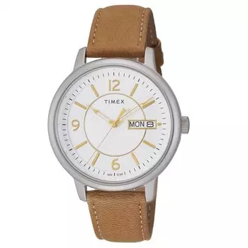 Часы Timex Chicago Day Date Chicago Белый циферблат Латунь Минеральное стекло Кварцевый Японский механизм 45MM Америка Америка Часы TW2V28900 Коричневый [TIMEX] Мужские