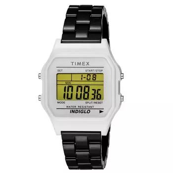 Часы Timex Classic Digital Tile Collection Классическая цифровая коллекция плитки Белый циферблат Смола Кварцевые часы 36MM Америка Унисекс Черный [TIMEX]