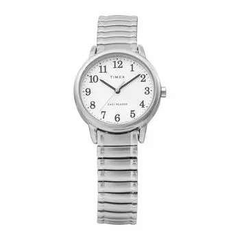Часы Timex EASY READER с белым циферблатом из нержавеющей стали и минеральным стеклом, кварцевые, 30 мм, американский часовой бренд TW2V94700, унисекс, серебристый [TIMEX] [Товар]