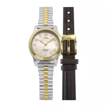 Часы Timex MAIN STREET BOX SETS с перламутровым циферблатом, нержавеющей сталью, минеральным стеклом, кварцем, 38 мм, американский часовой бренд TWG063400, унисекс, золото [TIMEX] [Товар]