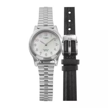 Часы Timex MAIN STREET BOX SETS с перламутровым циферблатом, нержавеющей сталью, минеральным стеклом, кварцем, 38 мм, американский часовой бренд TWG063500, унисекс, серебристый [TIMEX] [Товар]