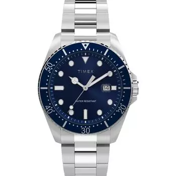 Часы Timex Men s Dress 42mm, серебристый тон/серебристый тон/синий. , современное