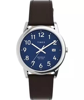 Часы Timex Men s Easy Reader, черный/серебристый/синий/35 мм. , 35 мм, легко читаемые часы.