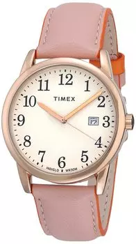 Часы Timex Men s Easy Reader с кожаным ремешком 38 мм, розово-оранжевые