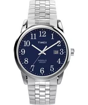 Часы Timex Men s Easy Reader, серебристый тон/серебристый тон/синий/38 мм. , 38 мм, легко читаемые часы.