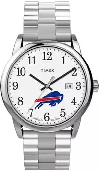 Часы Timex Men s EasyReader 38 мм - Buffalo Bills из нержавеющей стали, современные с удлиненным ремешком, нержавеющая сталь, современные
