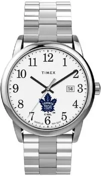 Часы Timex Men s EasyReader 38 мм - Toronto Maple Leaf с удлиненным ремешком из нержавеющей стали Modern, Нержавеющая сталь, Modern