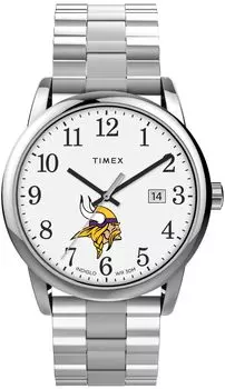 Часы Timex Men s EasyReader 38 мм - Minnesota Vikings из нержавеющей стали, современные с удлиненным ремешком, нержавеющая сталь, современные