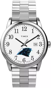 Часы Timex Men s EasyReader 38 мм - Carolina Panthers из нержавеющей стали, современные с удлиненным ремешком, нержавеющая сталь, современные